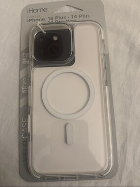 iHome White MagSafe-Compatible Clear Bumper iPhone 15 Plus/14 Plus Case